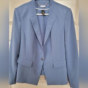 White House Black Market Blue Blazer with Notched Lapels